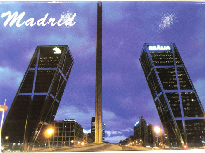 Madrid Spain Gate Of Europe Towers Fridge Collector's Souvenir Magnet 2.5 inches X 3.5 inches