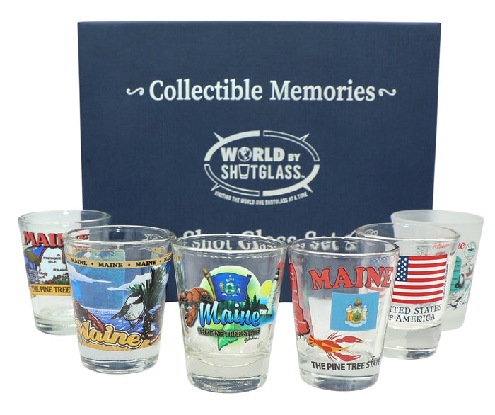 Maine United States USA Souvenir Boxed Shot Glass Set (Set of 6)