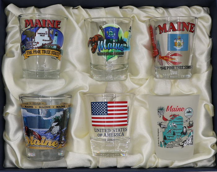 Maine United States USA Souvenir Boxed Shot Glass Set (Set of 6)