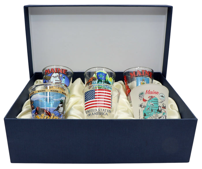 Maine United States USA Souvenir Boxed Shot Glass Set (Set of 6)