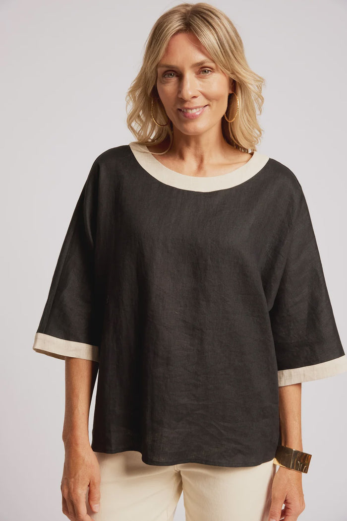 Maris Relaxed Splice Top - Black / Tusk