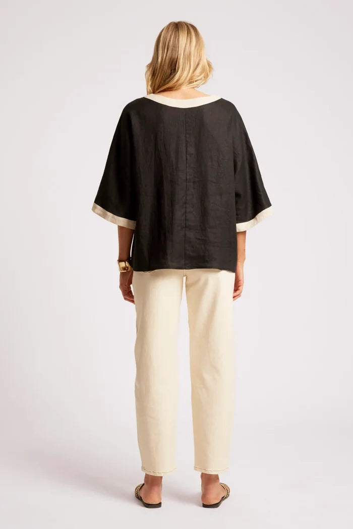 Maris Relaxed Splice Top - Black / Tusk