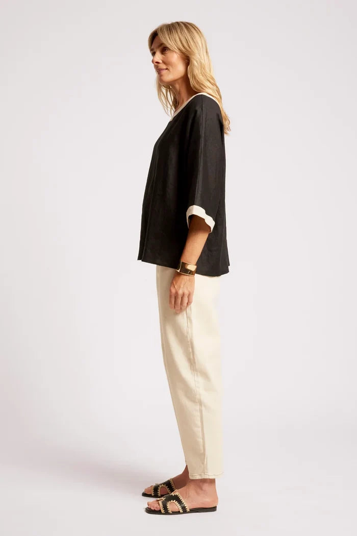 Maris Relaxed Splice Top - Black / Tusk
