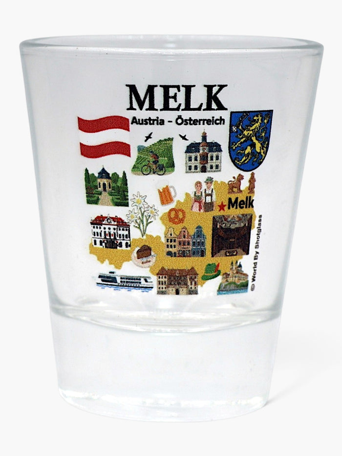 Melk Austria Landmarks and Icons Collage Shot Glass