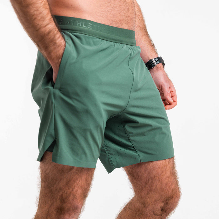 Men's Washed Green 2-in-1 Training Shorts