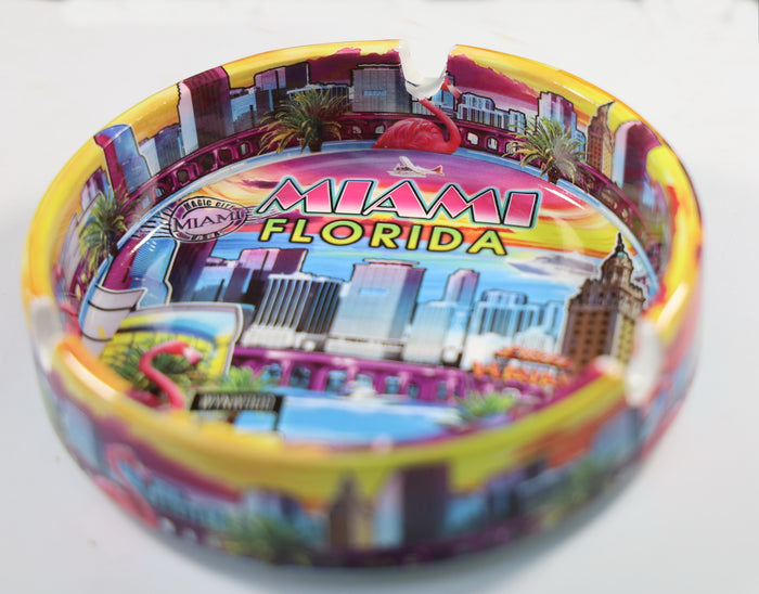 Miami Florida Scene Ceramic Ashtray 5"
