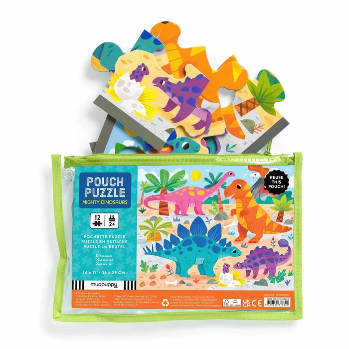 Mighty Dinosaurs Pouch Puzzle 12pc