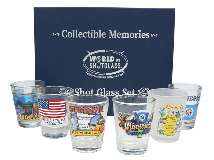 Minnesota United States USA Souvenir Boxed Shot Glass Set (Set of 6)