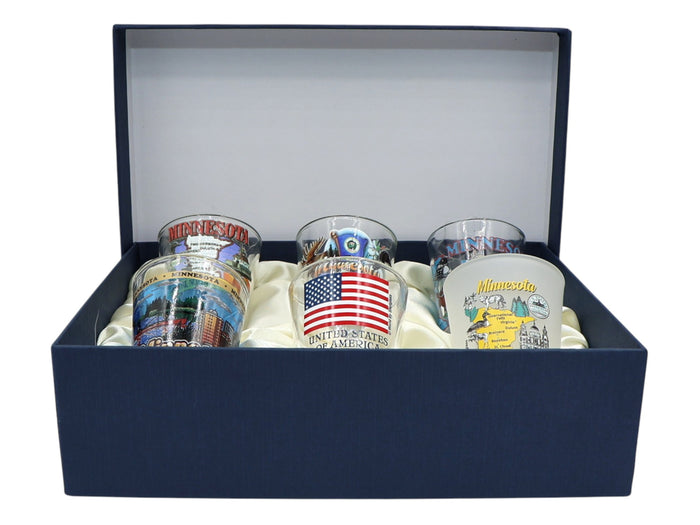 Minnesota United States USA Souvenir Boxed Shot Glass Set (Set of 6)
