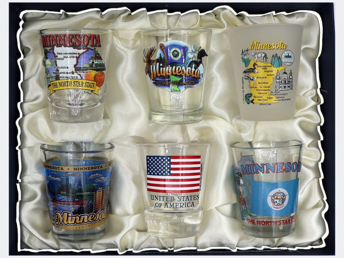 Minnesota United States USA Souvenir Boxed Shot Glass Set (Set of 6)