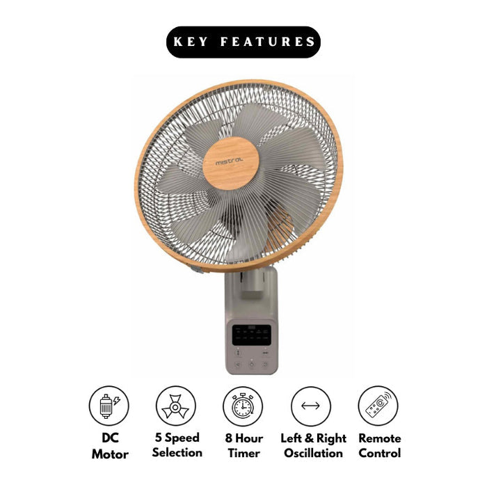 Mistral 14" DC Wall Fan with Remote MWF1454DR-G