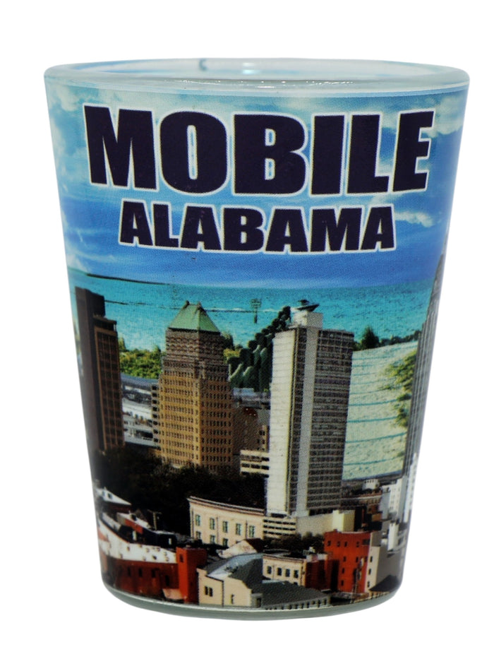 Mobile Alabama Mardi Gras Blue Skyline Shot Glass