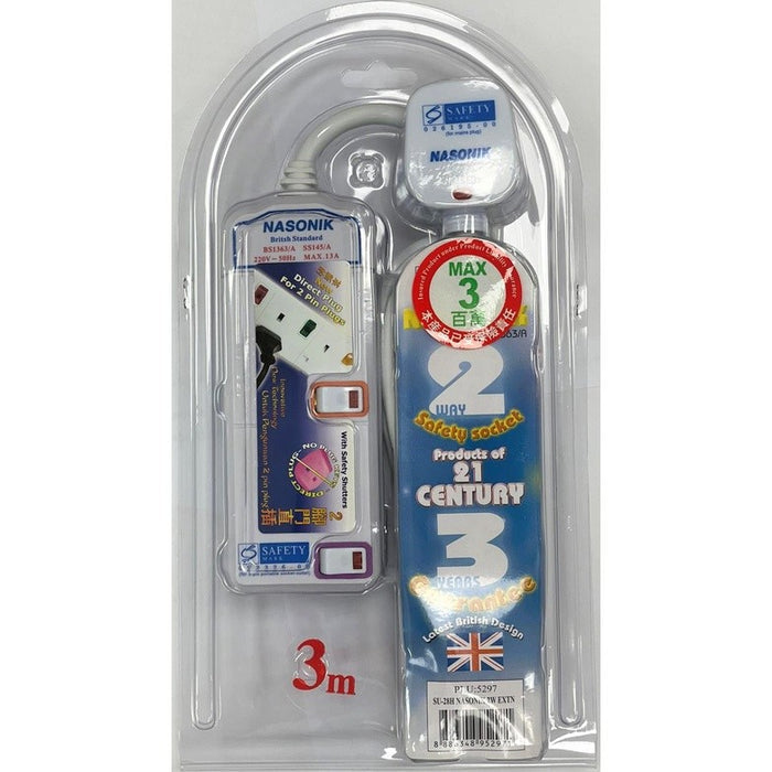Nasonik 2-6 Way 3m Extension Cord with 2-Pin Direct Plug