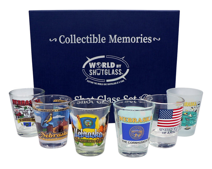 Nebraska United States USA Souvenir Boxed Shot Glass Set (Set of 6)