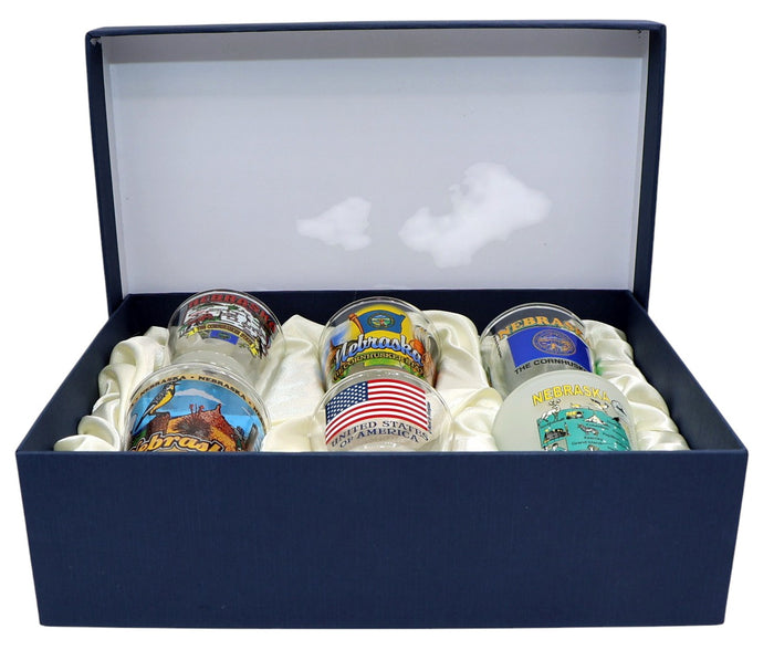 Nebraska United States USA Souvenir Boxed Shot Glass Set (Set of 6)