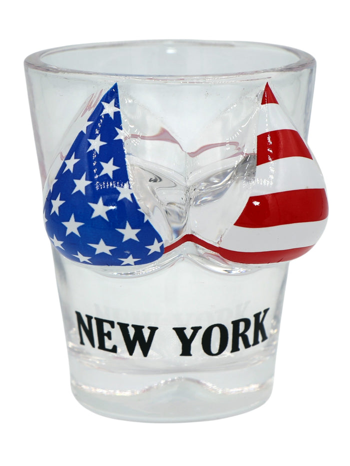 New York USA Flag Bikini Bust 3D Shot Glass