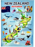 New Zealand Graphic Map and Attractions Souvenir Fridge Magnet 2.5" X 3.5"