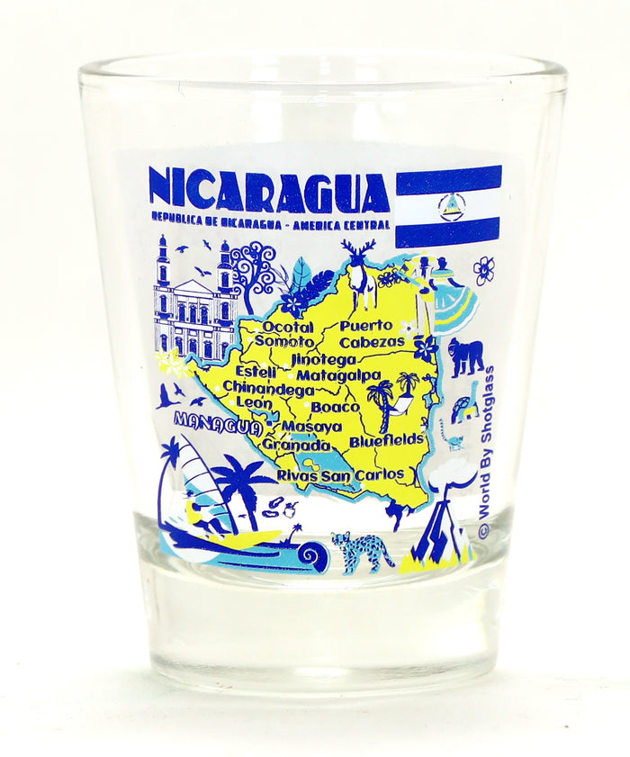 Nicaragua Landmarks and Icons Collage Shot Glass