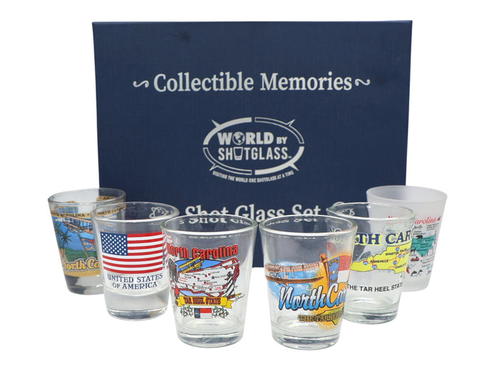 North Carolina United States USA Souvenir Boxed Shot Glass Set (Set of 6)