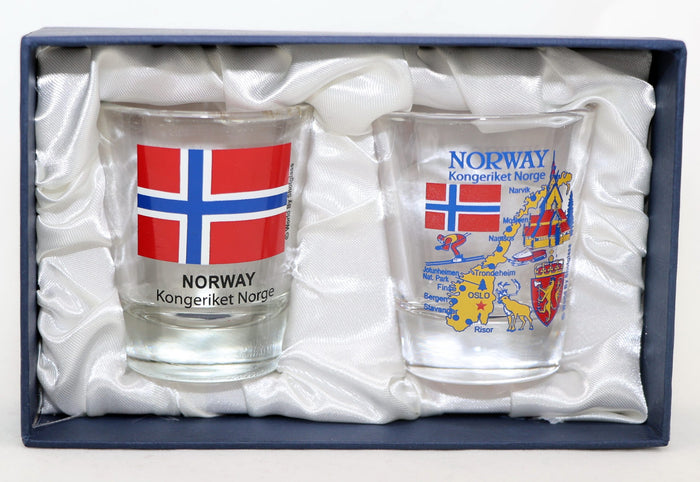 Norway Souvenir Boxed Shot Glass Set (Set of 2)