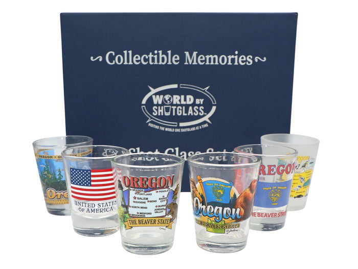 Oregon United States USA Souvenir Boxed Shot Glass Set (Set of 6)