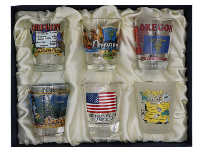 Oregon United States USA Souvenir Boxed Shot Glass Set (Set of 6)