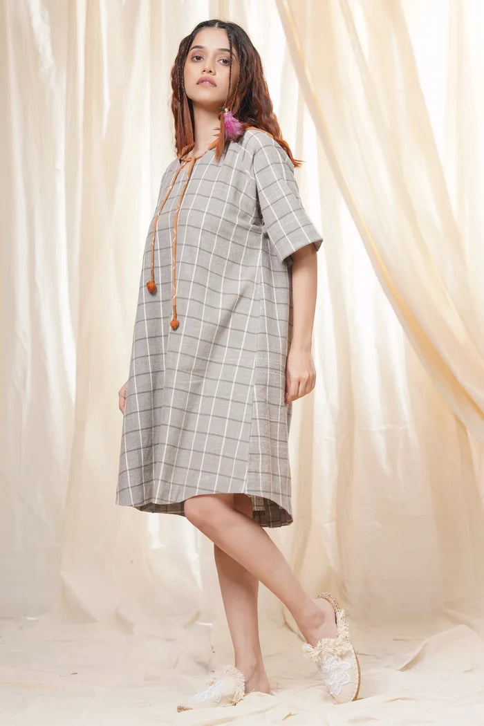 Organic Cotton Relaxed Fit Grey Hoodie Dress