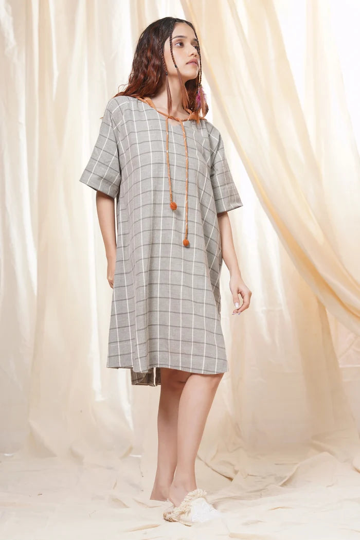 Organic Cotton Relaxed Fit Grey Hoodie Dress