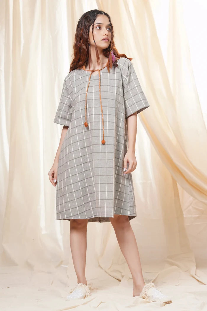 Organic Cotton Relaxed Fit Grey Hoodie Dress