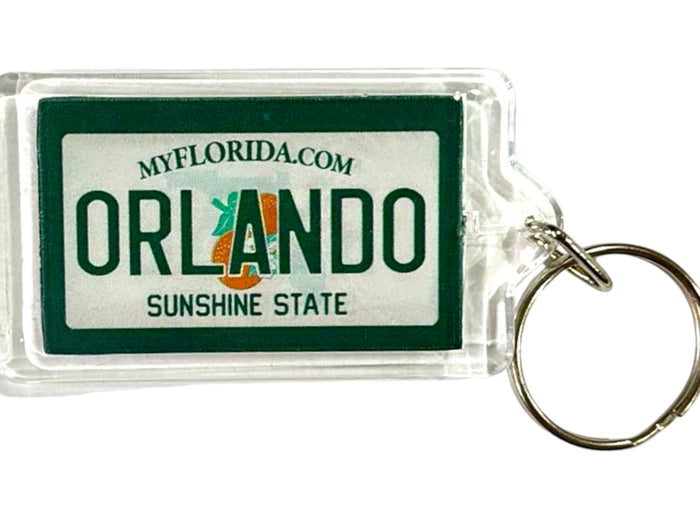 Orlando Florida License Plate Acrylic Rectangular Souvenir Keychain 2.5" X 1.5"