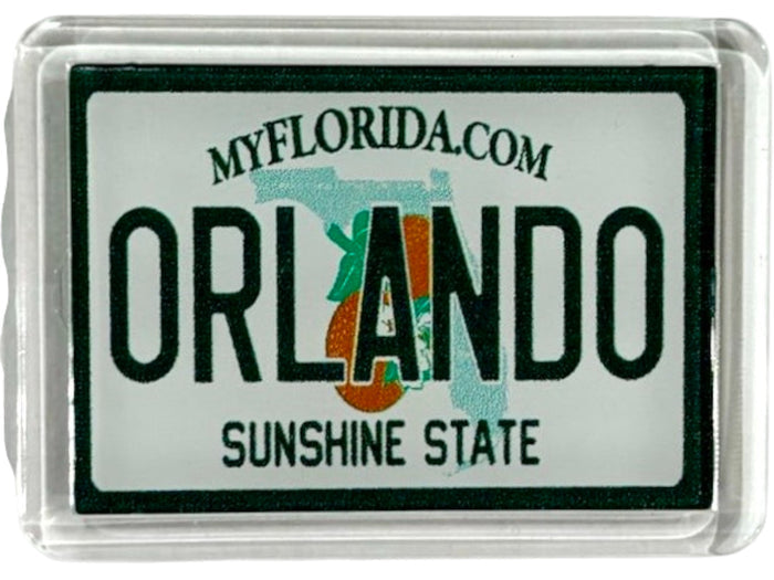 Orlando Florida License Plate Acrylic Small Fridge Collector's Souvenir Magnet 2.35" X 1.75"