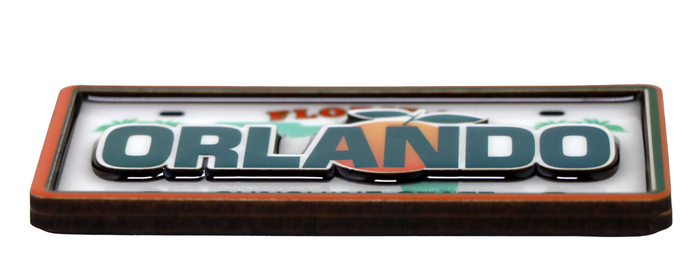 Orlando Florida License Plate Dual Layer MDF Magnet NewDesign 2" x 4"