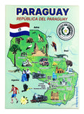 Paraguay Graphic Map and Attractions Souvenir Fridge Magnet 2.5" X 3.5"