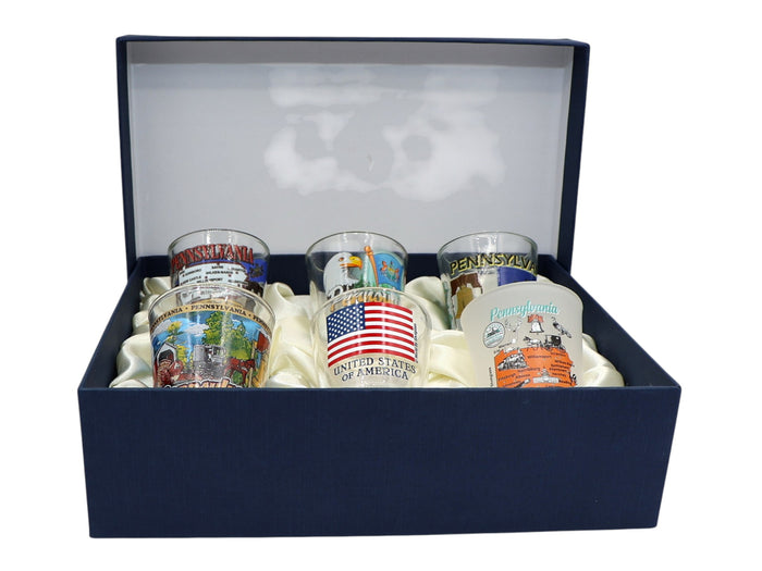 Pennsylvania United States USA Souvenir Boxed Shot Glass Set (Set of 6)