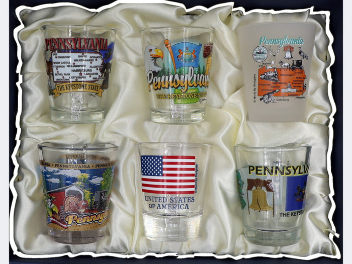 Pennsylvania United States USA Souvenir Boxed Shot Glass Set (Set of 6)