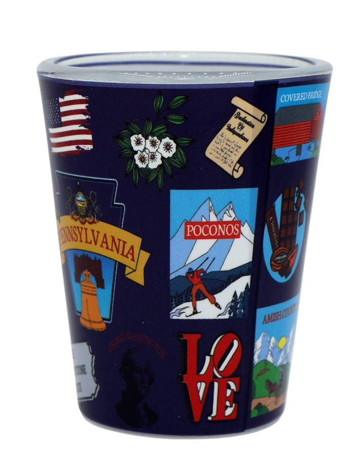 Pennsylvania With Pictures Bell Love USA Flag Shot Glass