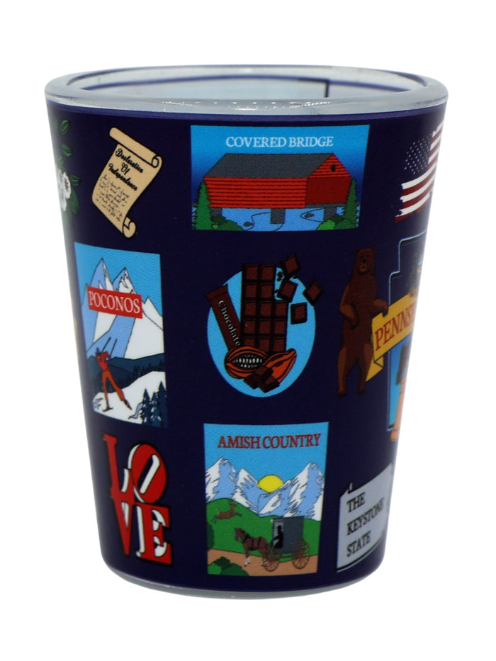 Pennsylvania With Pictures Bell Love USA Flag Shot Glass