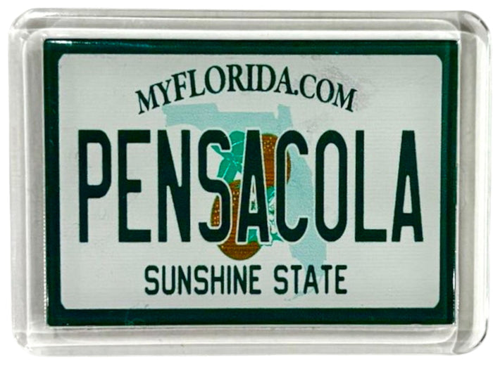 Pensacola Florida License Plate Acrylic Small Fridge Collector's Souvenir Magnet 2.35" X 1.75"