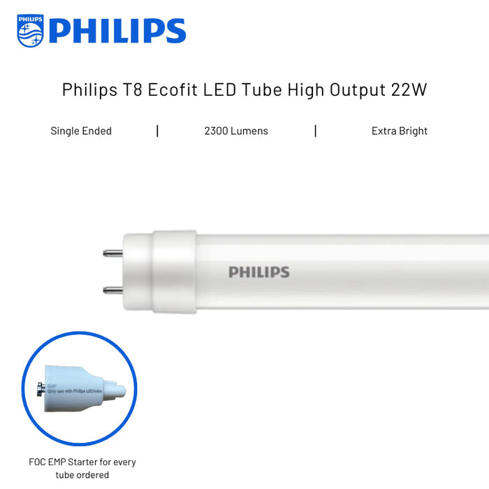 Philips T8 4Ft EcoFit LED Tube 22W Daylight | Extra Bright | 2300lm