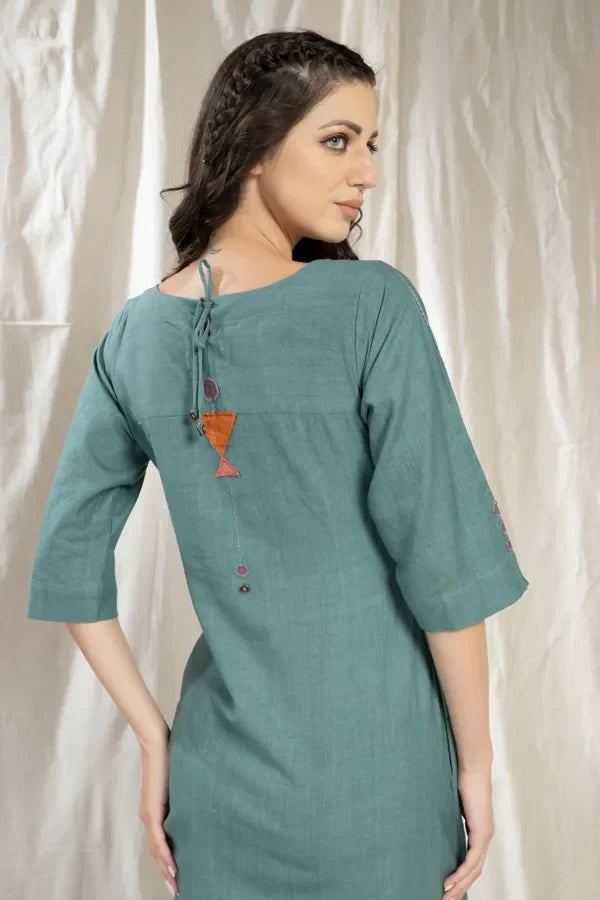 PinTuck Perfection- Blue Asymmetric Dress