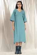 PinTuck Perfection-Teal Organic Asymmetric Dress