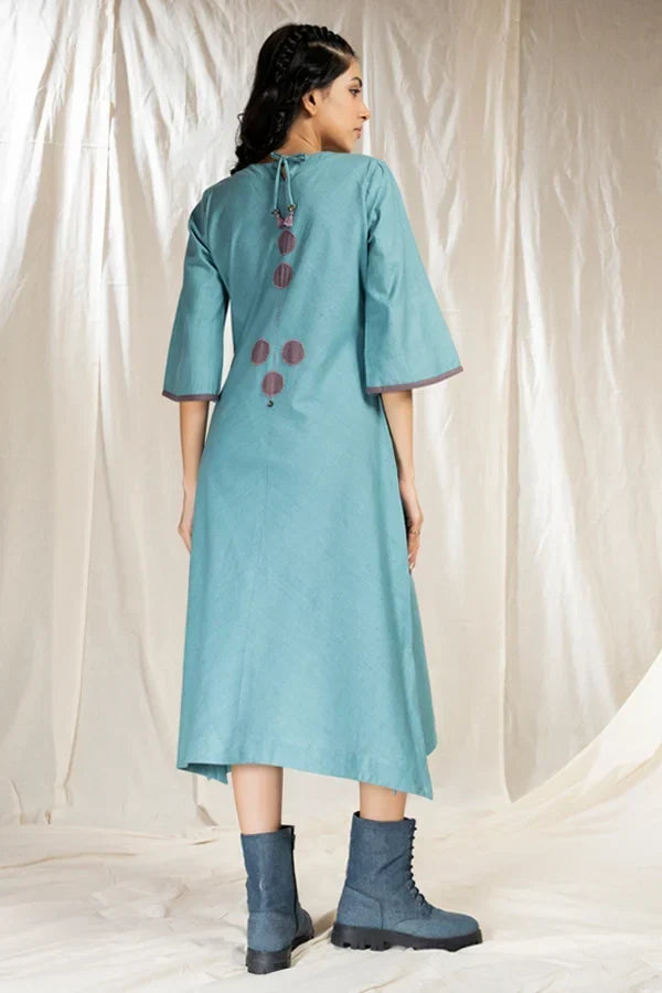 PinTuck Perfection-Teal Organic Asymmetric Dress