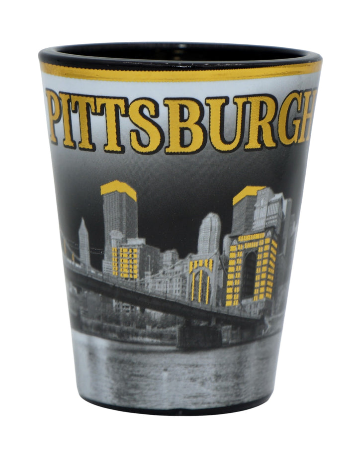 Pittsburgh Pennsylvania B & W Gold Shot Glass