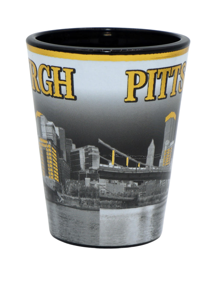 Pittsburgh Pennsylvania B & W Gold Shot Glass