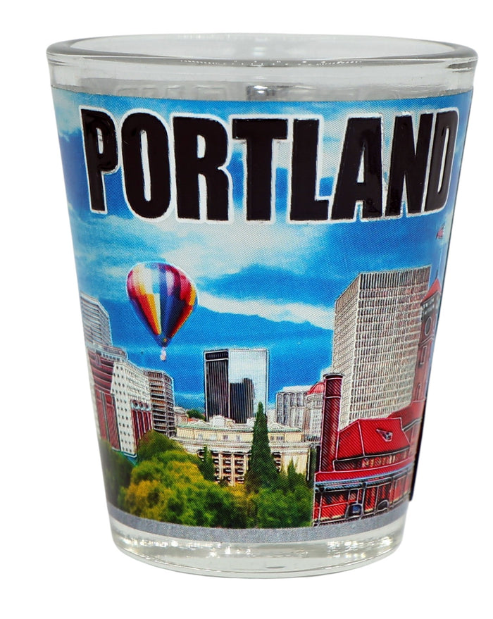 Portland Oregon Skyline Air Balloon Shot Glass