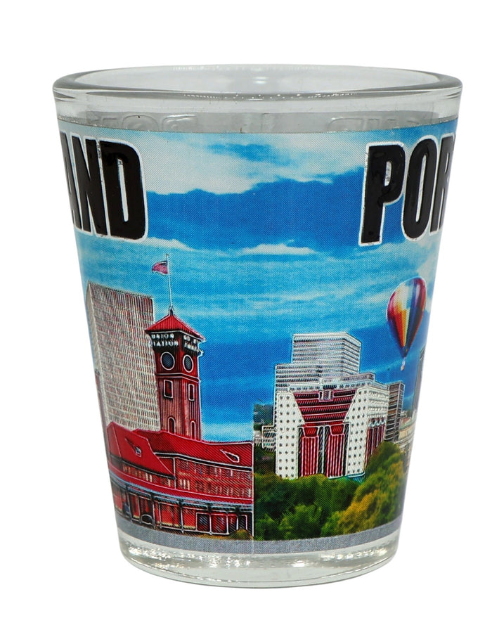 Portland Oregon Skyline Air Balloon Shot Glass