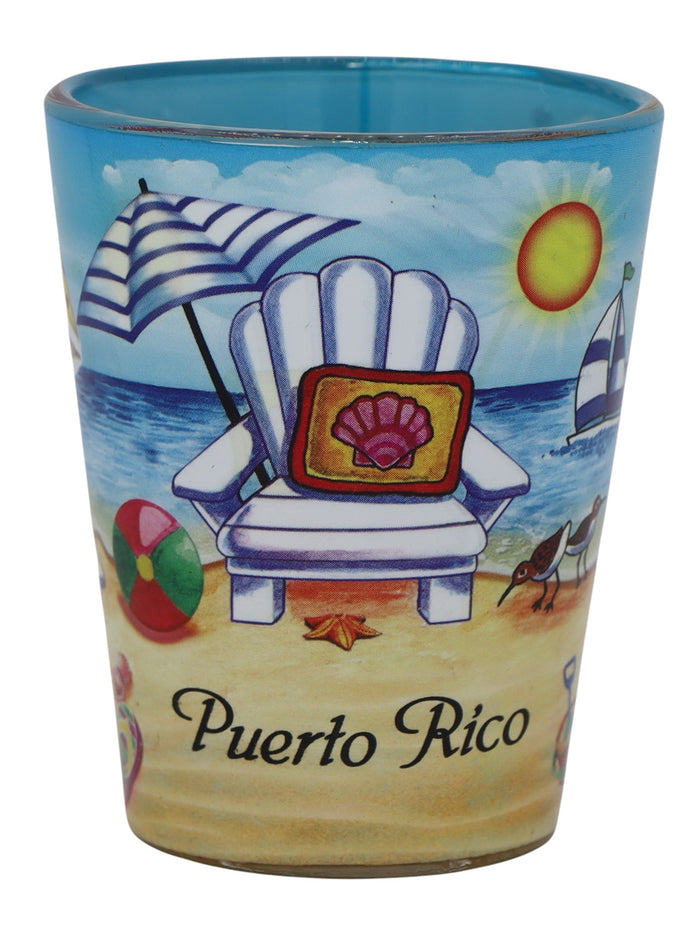 Puerto Rico Beach Chair In and Out Shot Glass