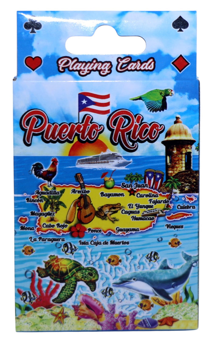 Puerto Rico Map Collectible Souvenir Playing Cards with Header