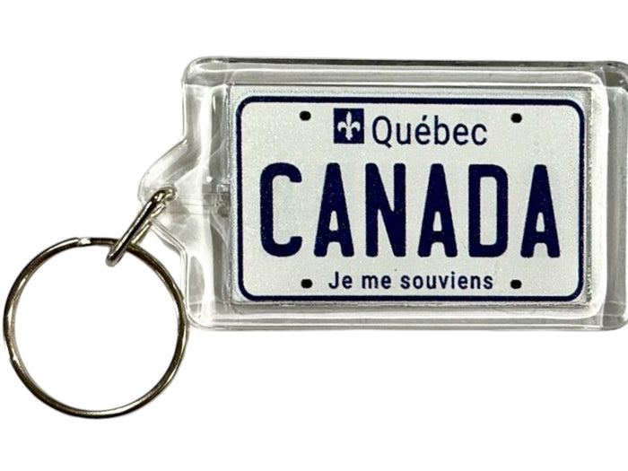Quebec Canada License Plate Acrylic Rectangular Souvenir Keychain 2.5" X 1.5"