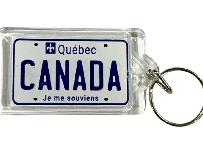 Quebec Canada License Plate Acrylic Rectangular Souvenir Keychain 2.5" X 1.5"